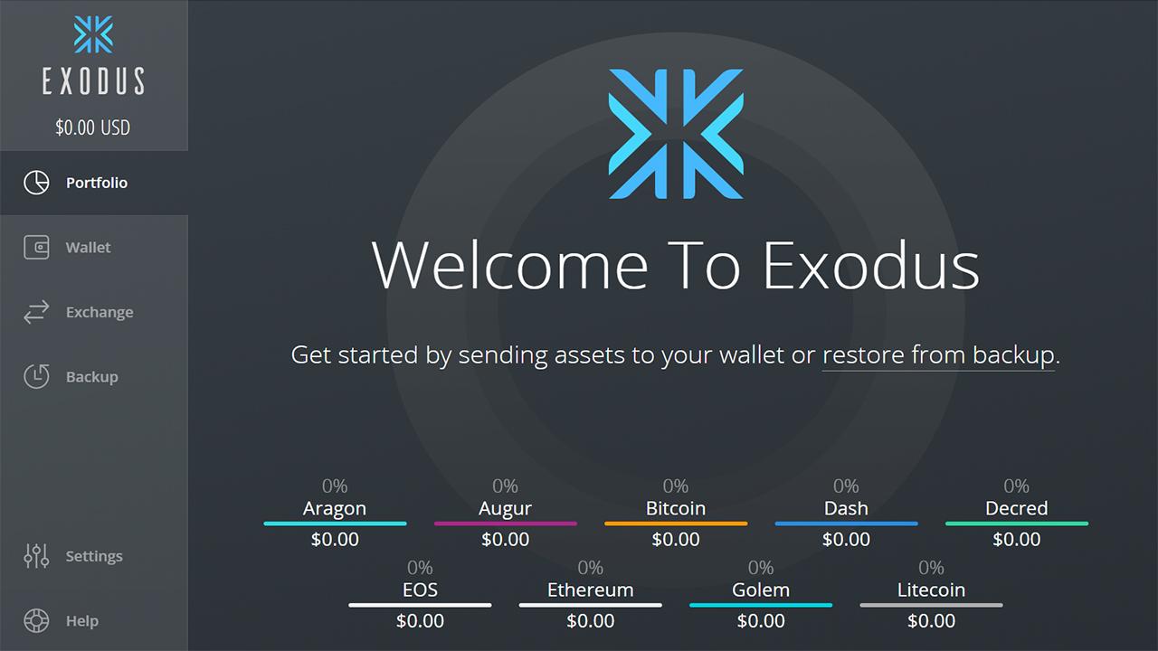 Exodus wallet – простой и многофункциональный, безопасный кошелек.